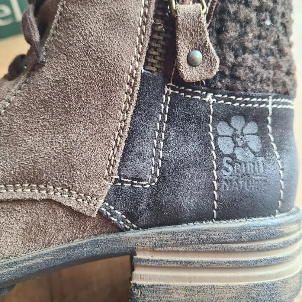 JOSEF SIEBEL Sandra‎ 28 Brown Knit Trim Suede Leather Ankle Boot EU 37 (6-6.5)